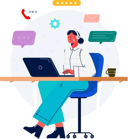 Customer support agent assisting clients remotely via laptop.