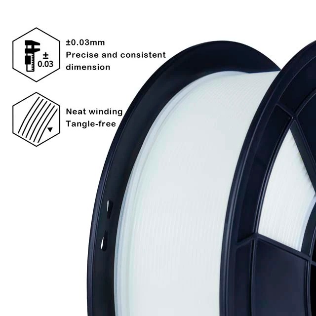 Spool of 3D printer filament with precise, consistent diameter and neat winding.
