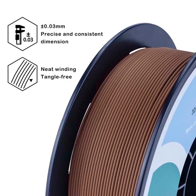 Spool of 3D printer filament with clear specifications and benefits.