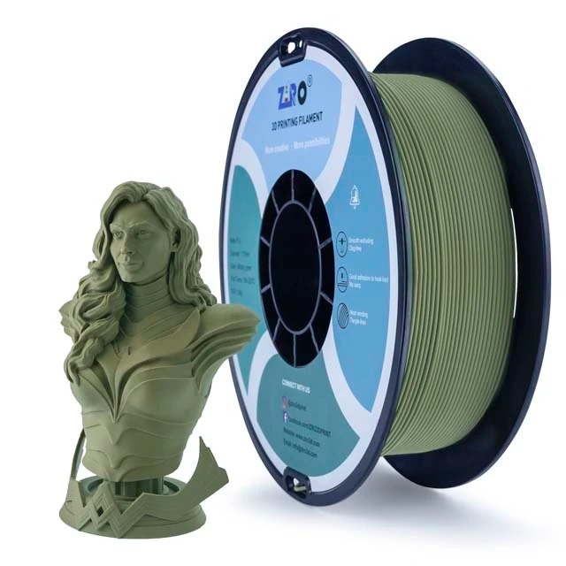 3D printed bust next to a spool of filament.