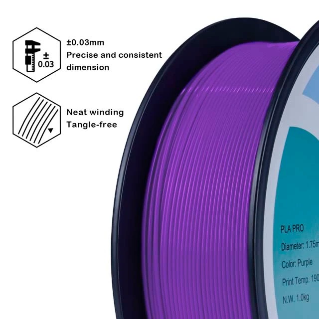 Purple 3D printer filament spool, 1.75mm, tangle-free.